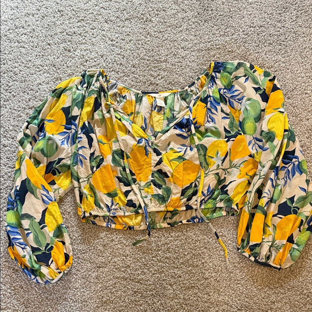 Floral Lemon Print Women's Top
